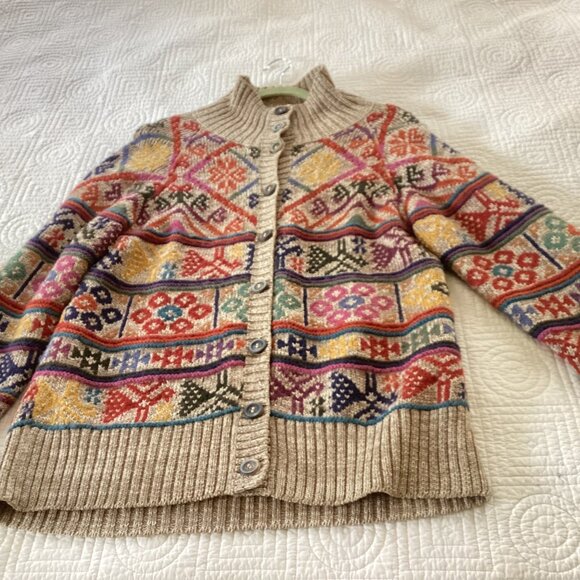 Peruvian Connection Womens Knit Cardigan Sweater Size L Pima Cotton Alpaca - Picture 9 of 15